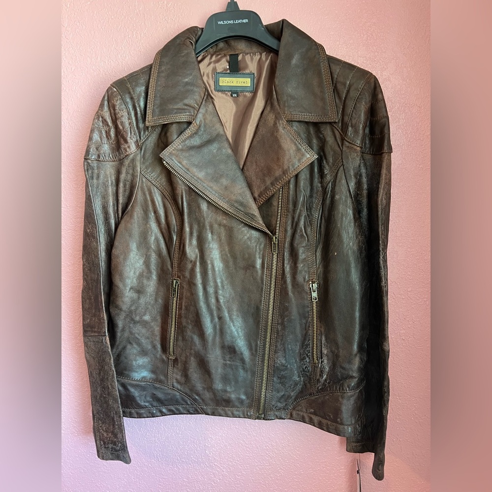 Wilsons Leather black rivet leather jacket